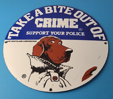 Vintage McGruff Crime Dog Sign - Porcelain Support Police Gas Pump Plate Sign picture