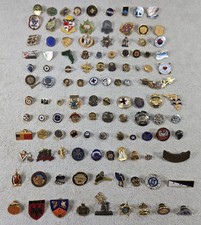 Large Vintage Estate Lapel Pin Lot 113 Pieces Pinbacks Pins Hat Tack Collection picture