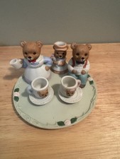Mini Tea Time Set Vintage Homco Home Interiors Bear #1427 9 Piece Set, No Box picture