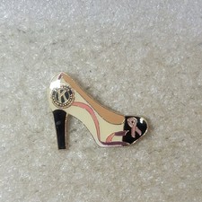 Kiwanis International Lapel Pin High Heel Pink Ribbon Enamel Clutch picture