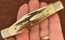 RARE MINT SET CASE XX USA 2 DOT 1978 RED SCROLL STAG JACK KNIFE 52032 SS (36892) picture