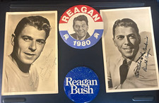 Signed Autographed Ronald Reagan Photos and Campaign Buttons  picture