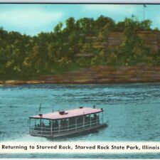 c1940s La Salle County, Starved Rock State Park Boat Tour Illinois River PC A264 picture