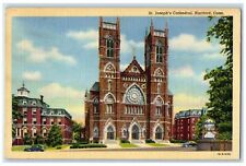 1945 St. Joseph Cathedral Exterior Hartford Connecticut CT Posted Trees Postcard picture