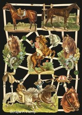 German Embossed Victorian Style Scrap Die Cut - Horse, Riders  WOW     EF7401 picture