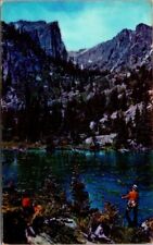CO Postcard Fishing Rocky Mountain National Park Colorado Hallett's Peak  picture