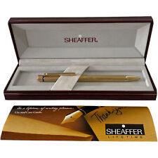 Vintage Sheaffer White Dot Gold Plated Roller Ball Pen Ribbed In Original Box picture
