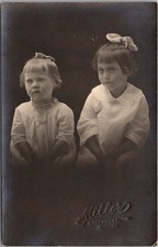 c1910s STUDIO Photo RPPC Postcard 2 Girls / Sisters GREENVILLE, Ohio Blind Stamp picture