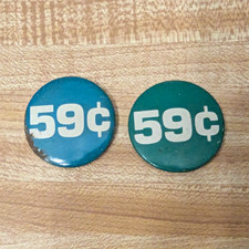 Vintage 59¢ 1970s Women's Rights Pay Gap Pin Back Buttons Lot Of 2 picture