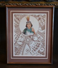 Neil David Sr. - Hopi Painting - Portrait of Woman - Traditional Hopi Symbols picture