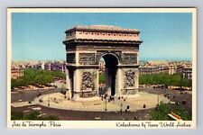 Paris-France, Arc de Triomphe, Antique Airline Travel Advertising Postcard picture