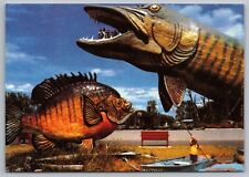 Postcard Freshwater Fishing Hall of Fame Hayward WI Giant Bluegill Muskie 4x6 picture