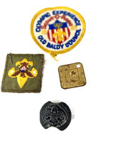 Vintage Boy Scout Scarf Slide Metal BSA Eagle Scout Patches Lot Be Square Fob picture