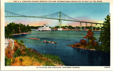 Vintage C 1920's Steamer Under International Bridge Kingston passing NY Postcard picture