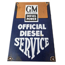 Vintage General Motors Sign - GM Automobiles Trucks Gas Diesel Porcelain Sign picture