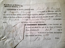 1828 Warren County Ohio original Marriage License, with seal. David W. van Dyke picture
