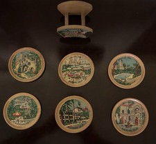 Vintage Mission Inn Riverside CA Wood Coaster Set Holder California Souvenir picture