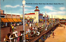 Vintage C. 1940's Boardwalk Scene at 12th St. Ocean City New Jersey NJ Postcard picture