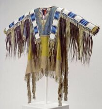 Native American Real Buckskin Hide Powwow Warrior Shirt with Hair Tassels picture