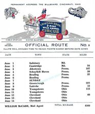 Cristiani Bros Circus Official Orig 1959 Route Card No. 8 picture