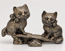 VINTAGE MINIATURE PEWTER CAT KITTENS LOT OF 2 picture