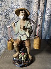Vintage Chinese Mud Man Fisherman Figurine picture