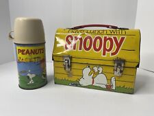 VINTAGE SNOOPY Blue Cup SCHOOL LUNCHBOX & THERMOS 1968 Old PEANUTS CHARLIE BROWN picture