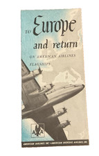 1947 American Overseas Airlines Flagships To Europe And Return Overnight Map J3 picture