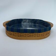 Longaberger 2004 Collectors Club Oval Tea Tray Basket Fabic Liner Protector Navy picture
