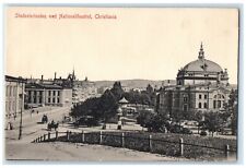 c1910 Student Grove and National Theatre Christiania Norway Postcard picture