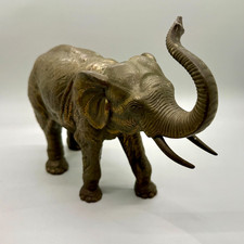 Vintage Jennings Brothers JB Cast Metal Bronze Patina Elephant Trunk Up Figurine picture