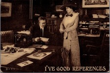 Vintage RPPC I'VE GOOD REFERENCES Job Interview Office Scene Comic Postcard picture