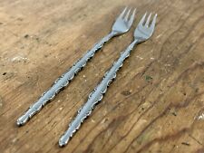 2 Vintage JAPAN NORTHLAND Stainless Steel Cocktail Appetizer Forks 6 1/4” picture