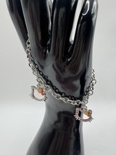 VTG Y2K Hello Kitty Charm Bracelet Silver Tone Pink Rhinestone 8in Toggle Sanrio picture