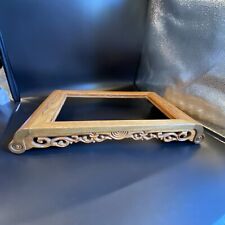Antique Vintage Wooden Hand Carved Floral Wood Serving Display Tray picture