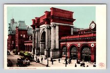 Boston MA-Massachusetts, North Station, Train, Depot, Tramway, Vintage Postcard picture