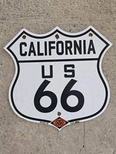 VINTAGE CALIFORNIA ROUTE 66 CALIFORNIA STATE AUTO ASSN. PORCELAIN SIGN 16 X 15 picture