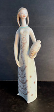Rare Vtg Hollohaza Porcelain Hungarian Girl with Jug Urn Sculpture Figurine 11