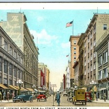 c1920s Minneapolis, MN Nicollet Ave 8th St Dayton Co Postcard Street Cars picture