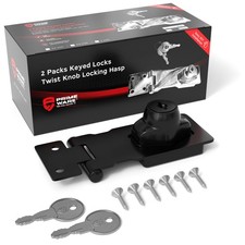 Primeware Keyed Twist-Knob Hasp Latch, Complete Kit with Keys & 2.5