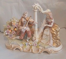 Lenwile Ardalt Porcelain Figurine Lighted Lamp 11 X 15 X 8.5 Music Box No Chips picture