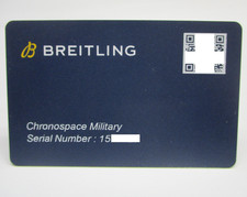BREITLING Chronospace Military Watch Blue Warrante & COSC Certificat Card picture