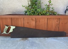 Vtg Mint Green Cast Iron Caged Handle Crosscut Hand Saw 30