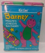 Vtg 90s Barney Bandages & Tin The Purple Dinosaur Bonus Bandages picture