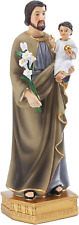 St. Joseph and Child Jesus Statues, Hand-Crafted 8 Inch Saint Joseph Resin Figur picture
