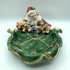 FITZ AND FLOYD Santa’s Cookie List Bowl Dish 13” | VINTAGE 1995 Christmas Xmas picture