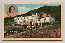 c1940 Linen Postcard Beverly Hills CA California Dorothy Lamour Residence picture