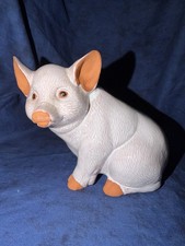 Vintage-Terra Cotta Pig Figurine-80s-90s-Farmhouse Decor picture