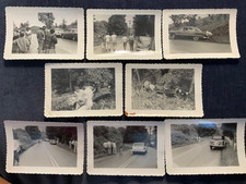 VTG c1940s Overturned Car Crash Photo Lot (8) Officers, Bystanders Wrecked Auto picture