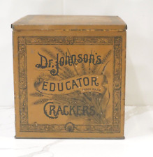 EARLY DR JOHNSON'S EDUCATOR CRACKERS TIN LITHO CONTAINER BOSTON MASSACHUSETSS MA picture